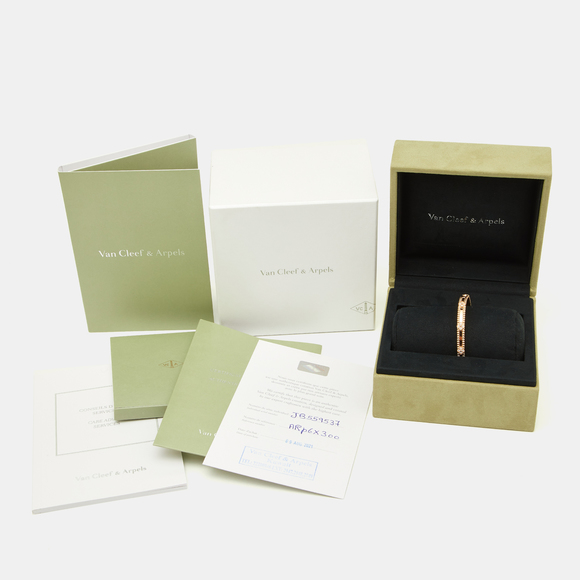 VAN CLEEF & ARPELS Perlee Sweet Clovers Diamonds 18k Rose Gold Narrow Bracelet L - Picture 5 of 5